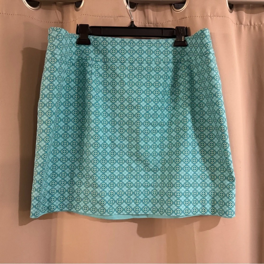 Talbots Aqua Patterned Mini Skirt